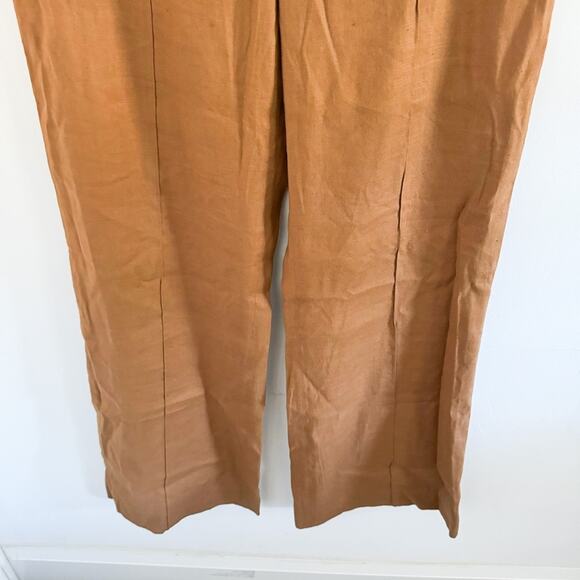 NWT Diane Von Furstenberg Brown Pleat Front Flare Pants 12 - Picture 3 of 6